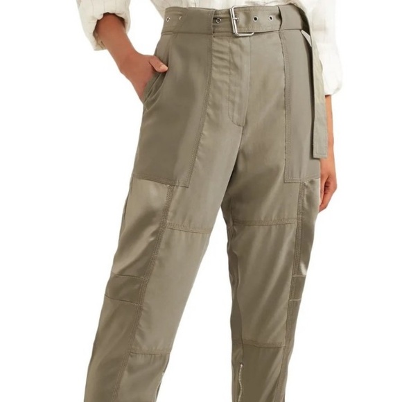 3.1 Phillip Lim Satin Cargo Belted Pant Olive green - Picture 2 of 16